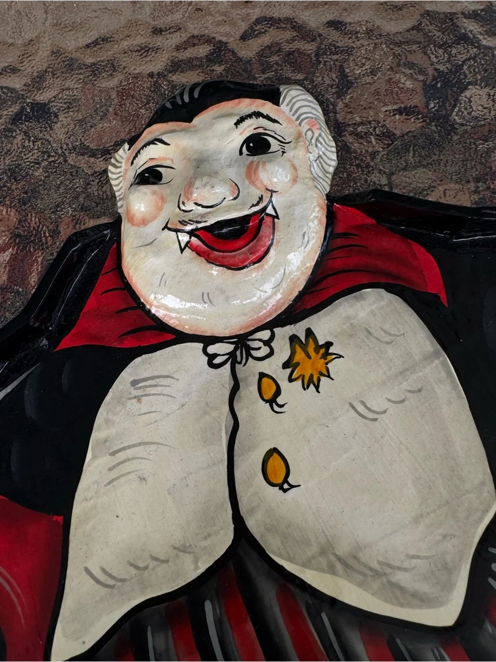 Fitz and Floyd Halloween Vintage Dracula Vampire Rare Holiday Tray Paper Mache